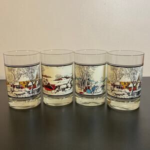 Vintage Arby's Currier & Ives Glasses Set 4 Mixed Lot Scenes 1 2 & Two #4 1978